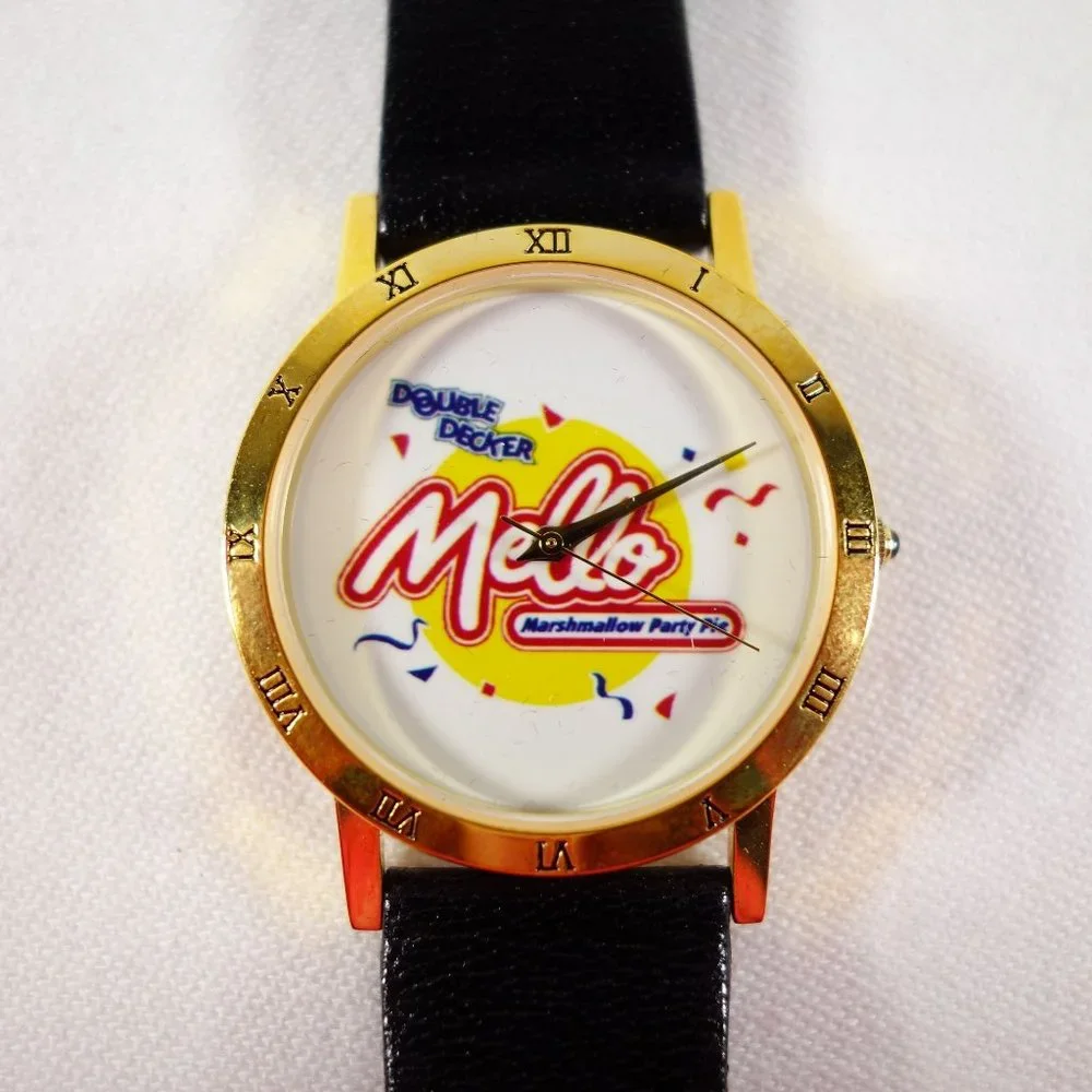 Vintage 1997 Mello Marshmallow Party Pie Advertising‎ Quartz Wrist Watch